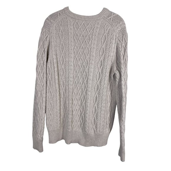 J Crew Sweater Women M Tan Cable Knit Fisherman Chunky Old Money Oarsman Preppy - Picture 7 of 9